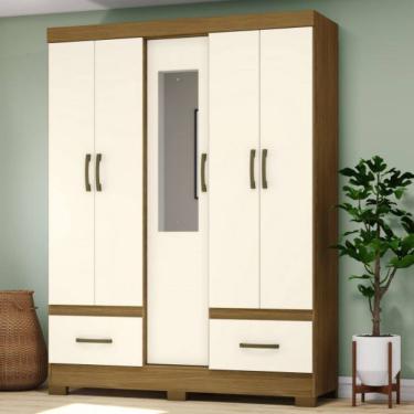 Imagem de Guarda Roupa Casal com Espelho 5 Portas 2 Gavetas com Pes B60 Briz