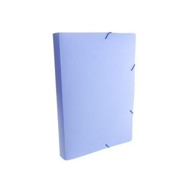 Imagem de Pasta Aba Elástico Ofício Dello Linho 4cm 0249, Azul Pastel