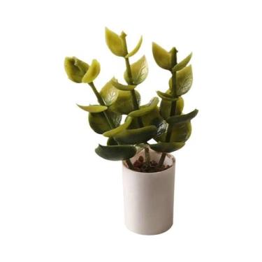 Imagem de Miniatura De Planta Em Vaso Com Folhas Verdes Para Casa De Bonecas 1:6