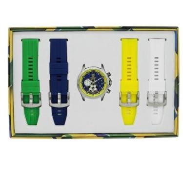 Imagem de Relógio Masculino de Aço Tuguir Analógico Infinity TGI39001 Prata e Azul e Amarelo-Masculino