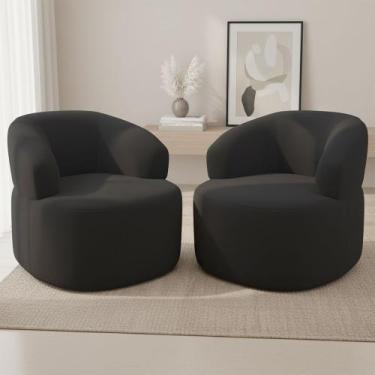 Imagem de Kit 02 Poltronas Giratória Orgânica Para Sala de Estar Living Helena L
