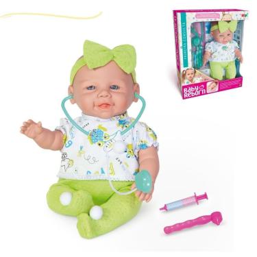 Imagem de Boneca Bebê Reborn Bebê Médica com Acessórios de Doutora Realista Pele Macia 34CM Milk Brinquedos