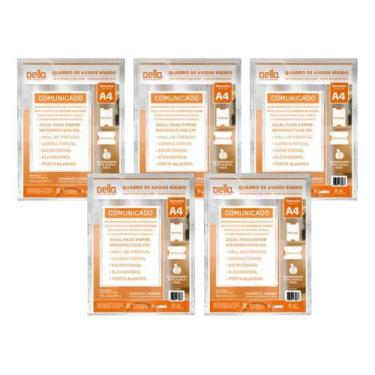 Imagem de Kit 5 Quadros De Avisos A4 Expositor Cristal Parede Adesivo - Dello