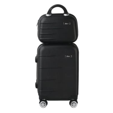 Imagem de Kit Mala de Bordo Silent Ipanema + Frasqueira - Padrão ANAC | Rígida em ABS | 4 Rodas Duplas 360° | Cadeado Numérico Integrado | Leve e Resistente (Preto)