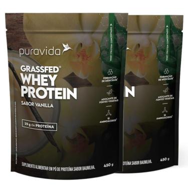 Imagem de Kit 2x Whey Protein Concentrado Baunilha 450g - PuraVida-Unissex