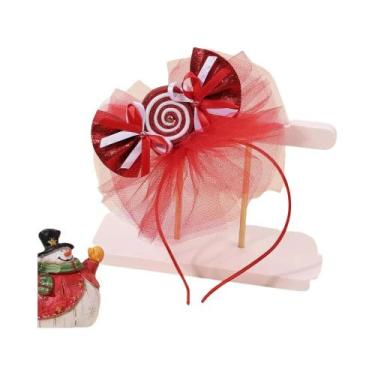 Imagem de Tiara De Natal Para Meninas Com Laço E Contas Brilhantes, Acessórios D