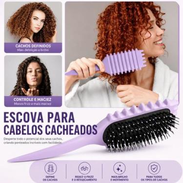 Imagem de Escova Finalizadora para Cabelos Cacheados Ondulado Reduz Frizz Desemb