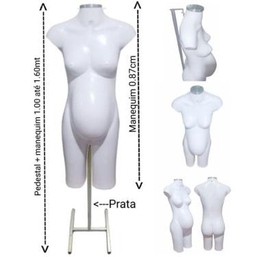 Imagem de Manequim feminino (Meio corpo gravida N.38) branco com tampa prata + p