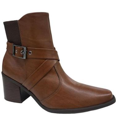 Imagem de Bota Casual Piccadilly Giordana Bico Fino Salto Blco 766002, Madeira, 