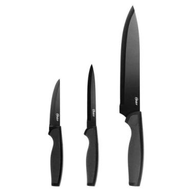 Imagem de Conjunto de facas 3 pecas em aco inox preto oster slice craft - preto 