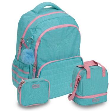 Imagem de Kit Mochila Infantil Escolar Stitch Costas Juvenil Tam G - Plike