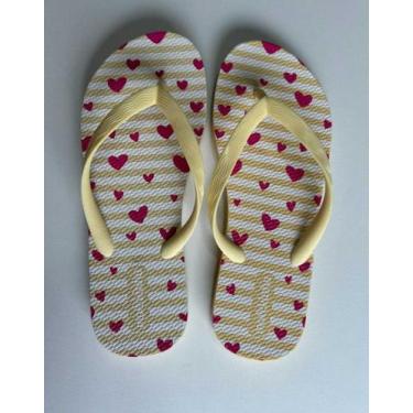 Imagem de Chinelo Infantil Menina Molekinha Coração 2364.300, Amarelo, Branco, P