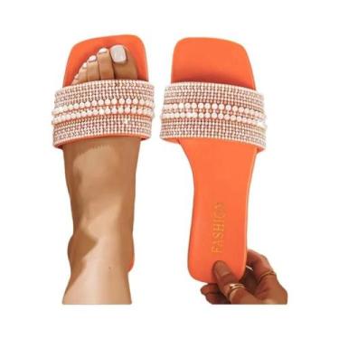 Imagem de Sandálias Femininas Com Pedrarias E Strass, Sola Plana, Moda Verão 202