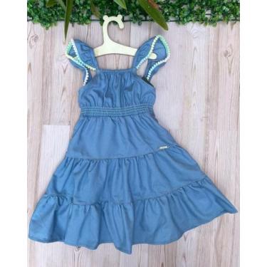 Imagem de Vestido Infantil Bebê Menina Jeans Catavento, Azul, 2, Meninas