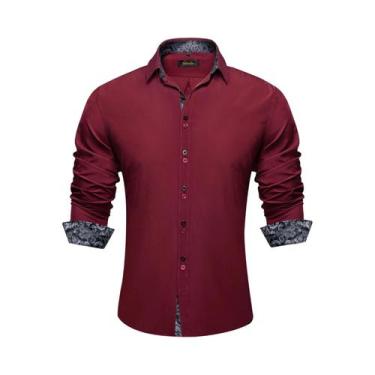 Imagem de Camisa Social Masculina De Manga Longa Preta Com Estampa Paisley Verme