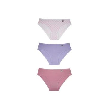 Imagem de Kit Delrio 3 Calcinhas Infantil V51354 Branco Xadrez Alicia, M, Branco
