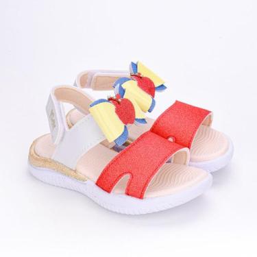 Imagem de Sandália Infantil Kidy Princesa Maçã Brilho Branca Vermelha, Branco, M