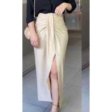 Imagem de Saia Midi Adulto feminino RafaellaS, Nude, M
