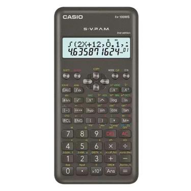 Imagem de Calculadora Científica Casio FX-100MS-2-W New Edition 12 Dígitos Visor Duplo Solar e Bateria Preto