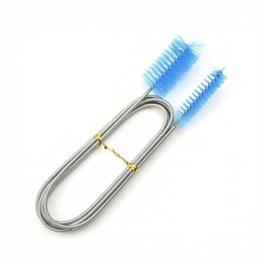 Imagem de Escova de limpeza de tubos de aquário de cabeça dupla flexível de aço inoxidável, ferramenta de nylon para tubos de filtro, azul