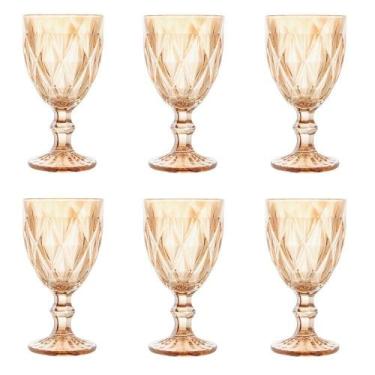 Imagem de Conjunto De Taças De Vidro Para água 6 Peças 325 Ml Diamond âmbar Lyor
