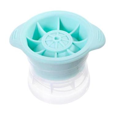 Imagem de Forma de Gelo Redonda com Tampa Molde de Gelo Esfera Azul para Drinks 