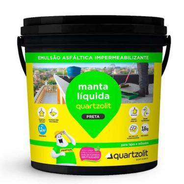 Imagem de Manta Líquida Preta Galão 3 e 6kg para Impermeabilização de Superfícies Preto Quartzolit