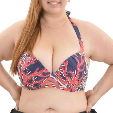 Imagem de Top Biquini Bojo Drapeado Aro Amarração Plus Size Arsiè, 50, Preto
