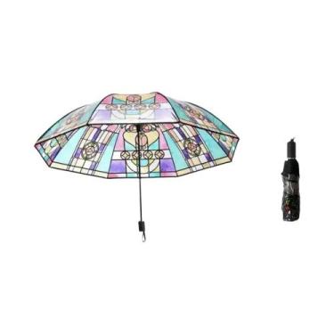 Imagem de Guarda-chuva Automático Dobrável Transparente Vintage Romântico Pintad