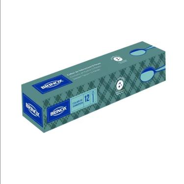Imagem de Conjunto de Colheres de Sobremesa Lyon 12 Peças Aço Inox Polido com Friso Resistente Prata Brinox