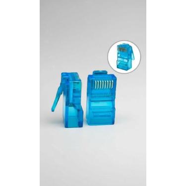 Imagem de 100 Conectores RJ45 Cat5 Macho Azul - Congratulations Store