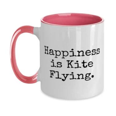 Imagem de Caneca inspiradora de pipa voando dois tons de 325 ml, Happiness is Kite Flying, presente para amigos, belos presentes de