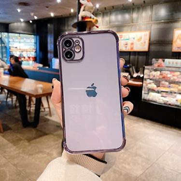 Imagem de Capa quadrada original com banho de luxo Bling para iPhone 12 11 13 Pro Max 12Mini Capa transparente TPU Airbag para iPhone Xr X Xs 7 8 Plus, Roxo, Para iPhone 7Plus