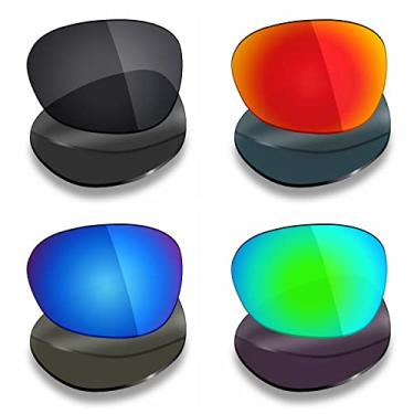 Imagem de Mryok 4 pares de lentes polarizadas de substituição para óculos de sol Oakley Pulse – Stealth preto/vermelho fogo/azul gelo/verde esmeralda