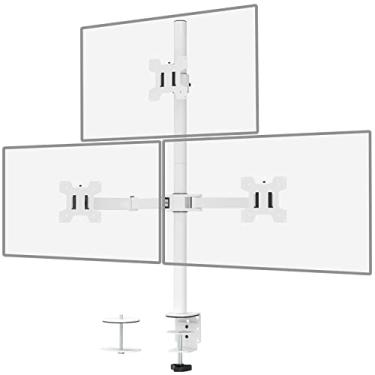 Imagem de WALI Triple Monitor Stand, Fully Adjustable Three Monitor Desk Mount Fits 3 Screens up to 27 inch, 22 lbs. Weight Capacity per Arm (M003-W), White
