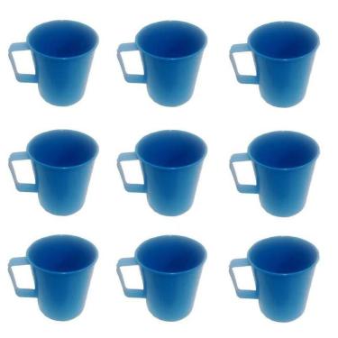 Imagem de Caneca Plástica Azul Para Merenda Escolar 300 Ml - 25 Pçs