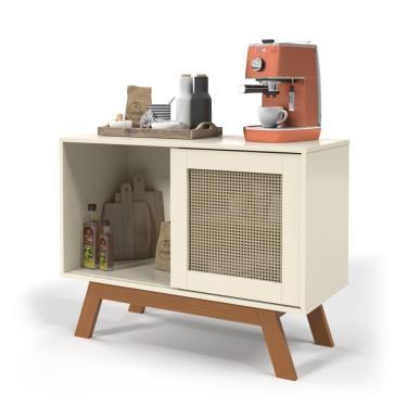 Imagem de Cantinho do Café Baixo Rattan Off White Ofertamo Móveis