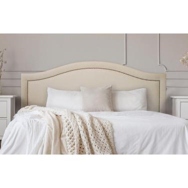 Imagem de Cabeceira Casal Curva 140x60cm Suede Off White - Prata