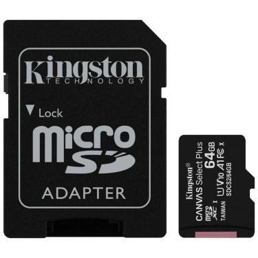 Imagem de Cartão 64GB MicroSD com Adaptador SD - Classe 10 - Velocidade até 100MBs - Kingston SDCS2-64GB