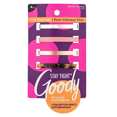 Imagem de Goody Presilhas de cabelo fino Stay tight, 4 quilates, cores sortidas, clipes planos à prova de deslizamento, acessórios de estilo confortáveis e versáteis para mulheres, homens, meninos e meninas