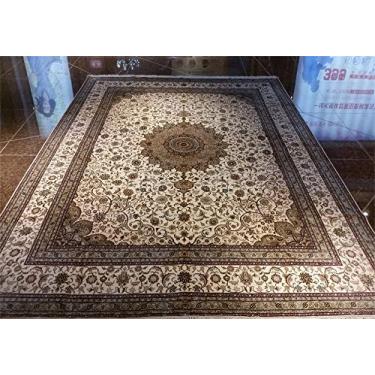 Imagem de YAMEI Legend Oriental Design Art Pattern 2,4 m x 3 m Tapete de seda artesanal de pavimentado na sala de estar Tapeçaria