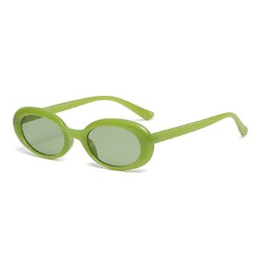Imagem de Óculos de Sol de Armação Pequena Redonda Mulher Retro Sombra para Mulheres Óculos de Sol Trend Óculos de Sol Oval Hip Hop Gafas De Sol Mujer,VerdeVerde,Como Imagem