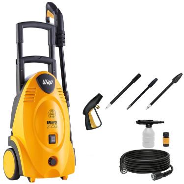 Imagem de Lavadora de Alta Pressão Wap Bravo 2550 com Motor de Indução, 1800 PSI, Bico Turbo Aplicador de Detergente e Sistema Stop Total - 1700W