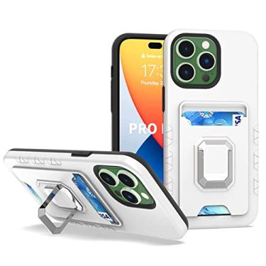 Imagem de zhouye Capa para iPhone 14/14 Plus/14 Pro/14 Pro Max, capa de silicone de couro nobuck magnético, capa de telefone à prova de choque de TPU macio fino com suporte de cartão, branco, 14 6,1 polegadas