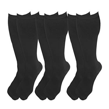 Imagem de Kit 3 Pares de Meias 3/4 Média Compressão, Kendall, Masculino, Preto, P