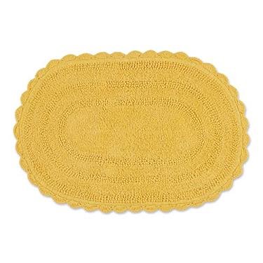 Imagem de DII Tapete de banheiro reversível da coleção de crochê, oval, pequeno, 43 x 61 cm, amarelo