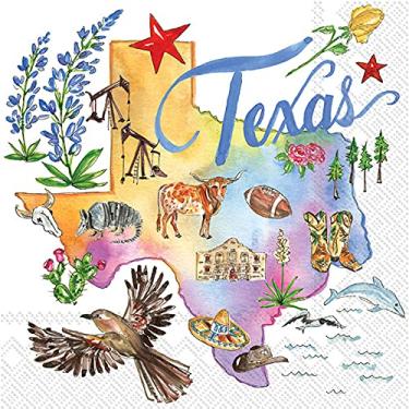 Imagem de Boston International IHR State Collection Guardanapos de papel para coquetéis com 3 camadas, 12,7 x 12,7 cm, Texas