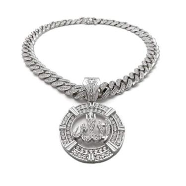 Imagem de Colar de corrente cubana Miami com pingente muçulmano de Alá Hip Hop da BLINGFACTORY