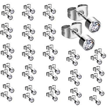 Imagem de 20 pares de brincos de piercing de aço inoxidável cirúrgico de 4 mm para pistolas de piercing de orelha