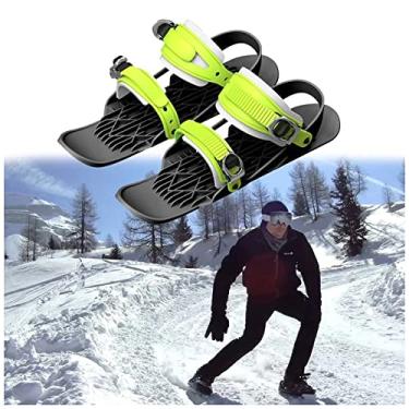 Imagem de Mini patins de esqui curtos para homens e mulheres, Encadernações ajustáveis sapatos de esqui na neve de inverno, Pranchas de esqui curtas Snowskates Snowblades,3rd gen green